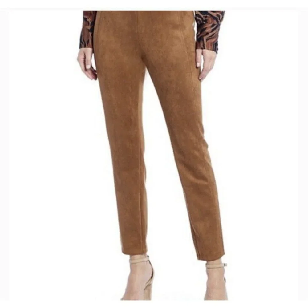 T Tahari Seamed Pull-On Faux Suede Leather Pants Size Medium